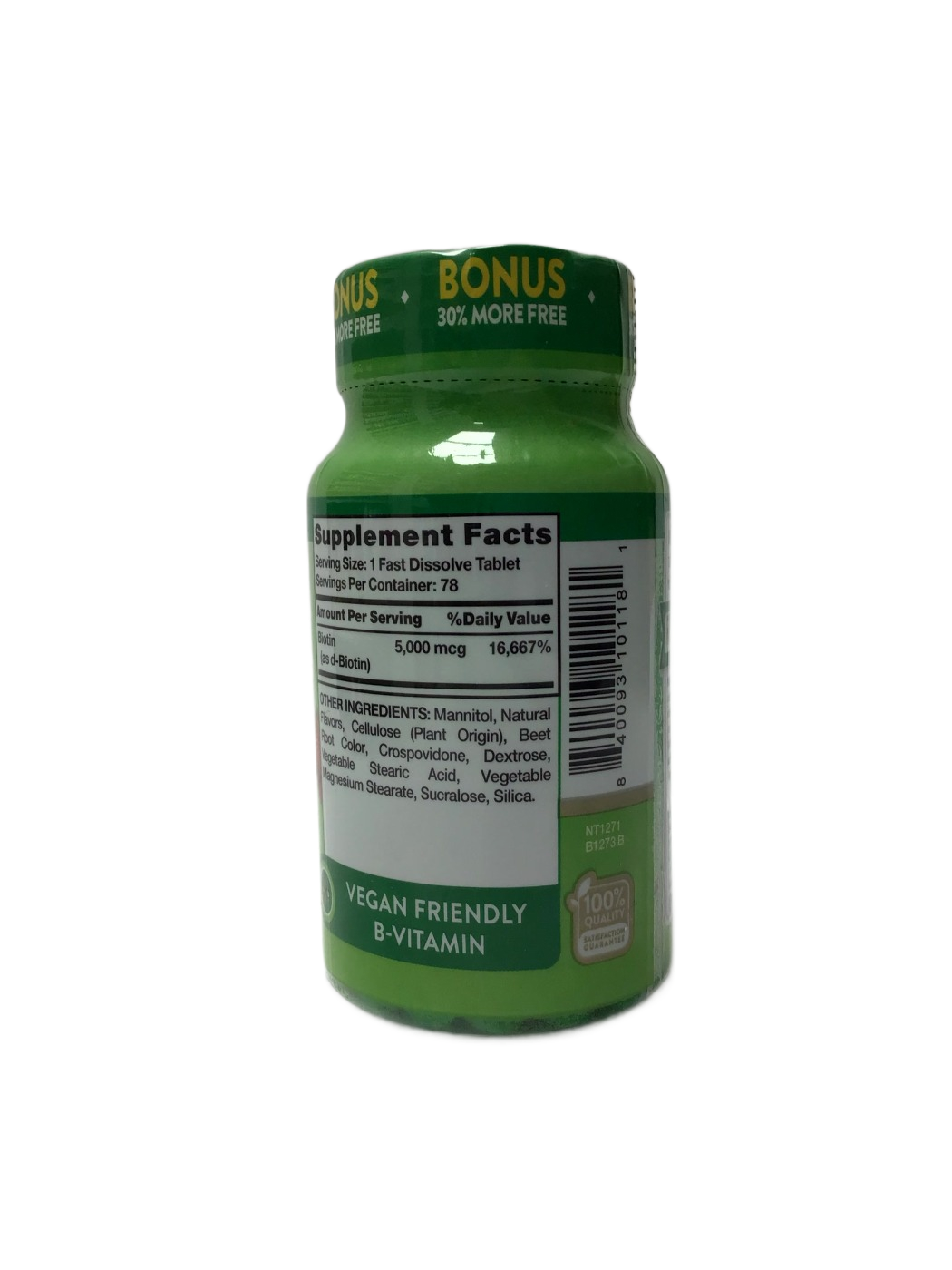 Nature's Truth Ultra Biotin 5,000 mcg Tablets - Natural Berry Flavor - 78 Ct