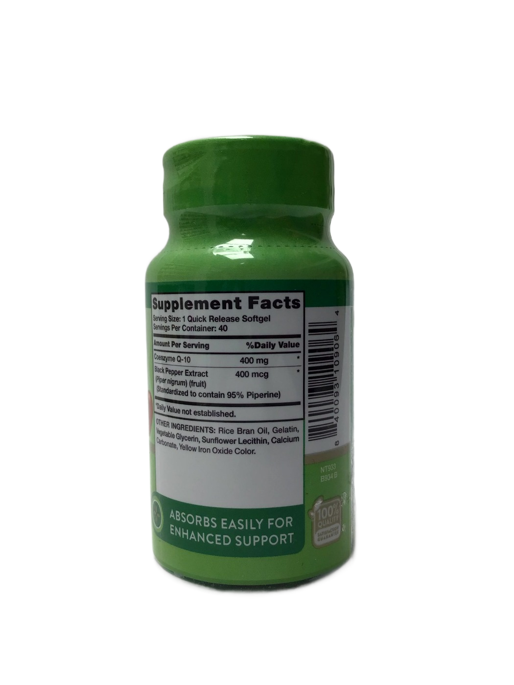 Nature's Truth CoQ-10 plus black pepper extract - 400 mg - 40 Quick Release Softgels
