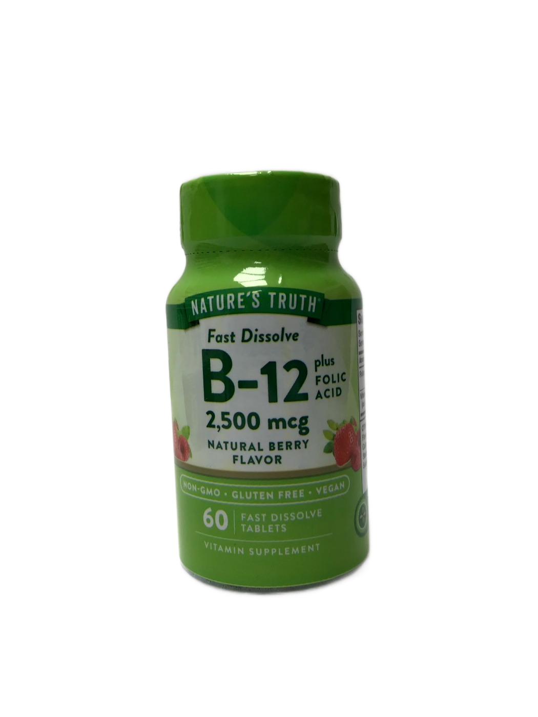 Nature's Truth Fast Dissolve B-12 plus Folic Acid 2,500 mcg Natural Berry Flavor - 60 Tablets