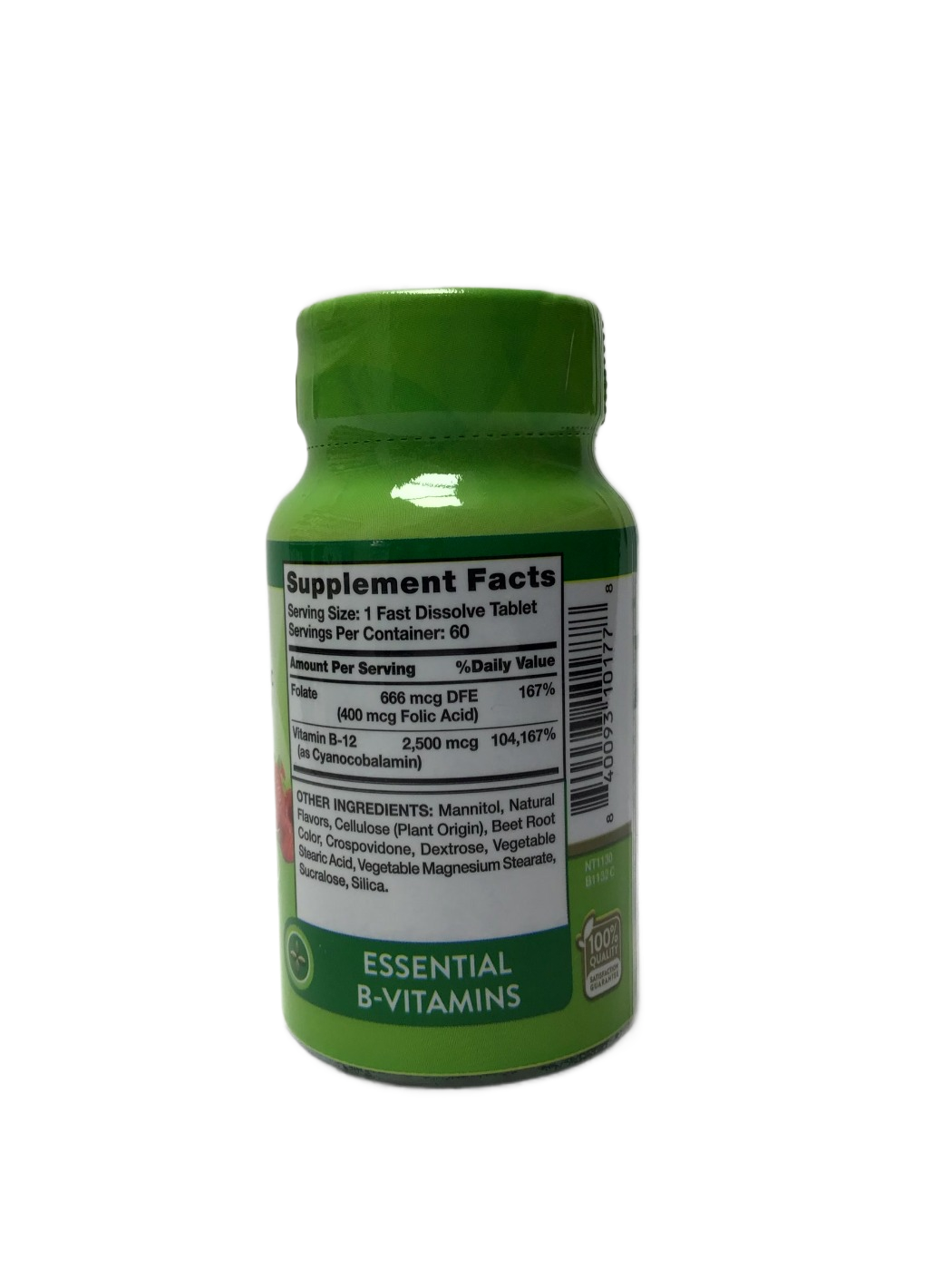 Nature's Truth Fast Dissolve B-12 plus Folic Acid 2,500 mcg Natural Berry Flavor - 60 Tablets