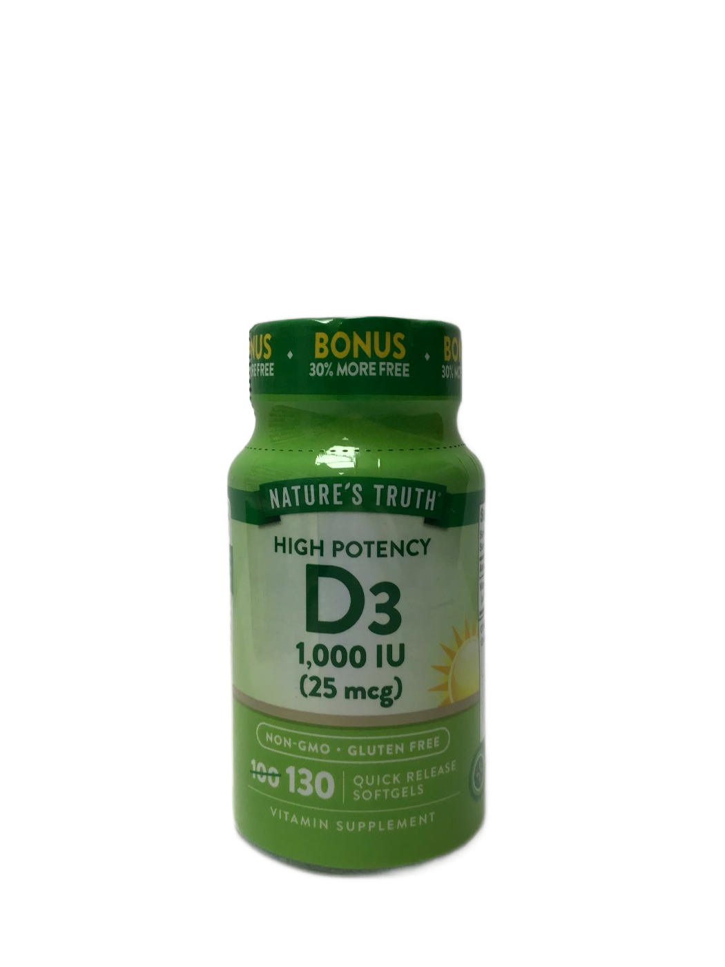 Nature's Truth D3 1000 IU (25 mcg) - 130 Quick Release Softgels