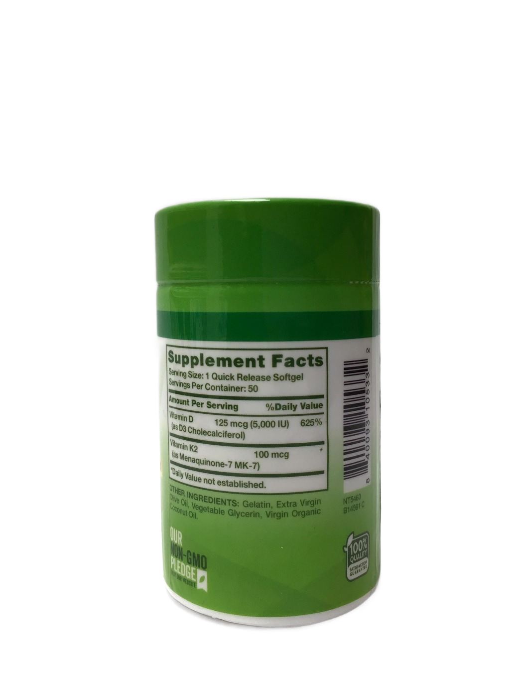 Nature's Truth K-2 + MK-7 800 mcg plus D3 5000 IU - 50 Quick Release Capsules
