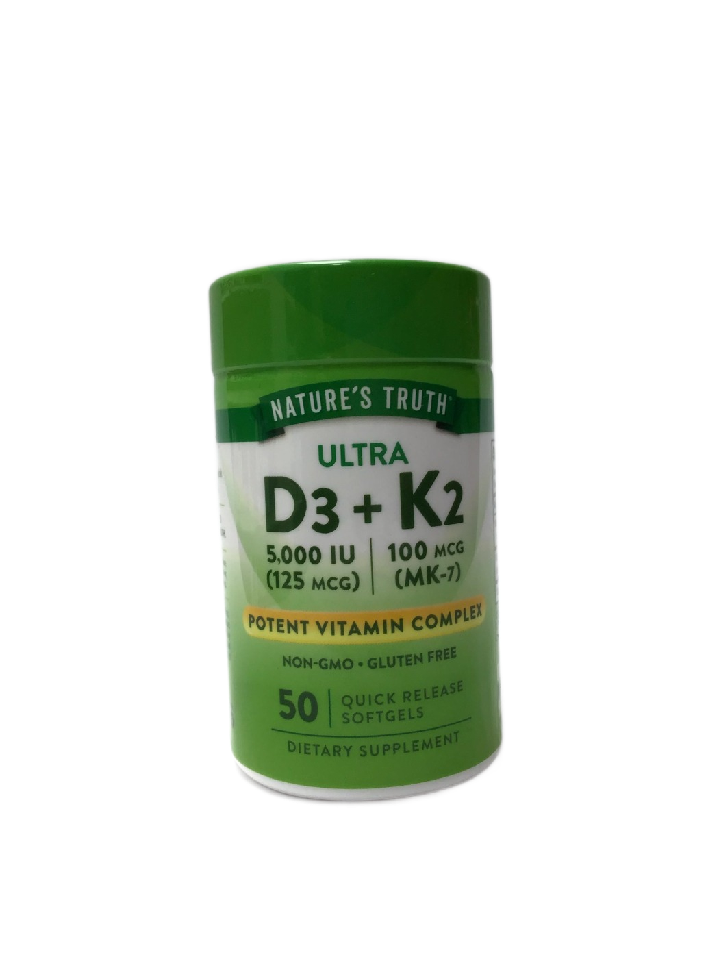 GWB Nature's Truth K-2 + MK-7 800 mcg plus D3 5000 IU - 50 Quick Release Capsules
