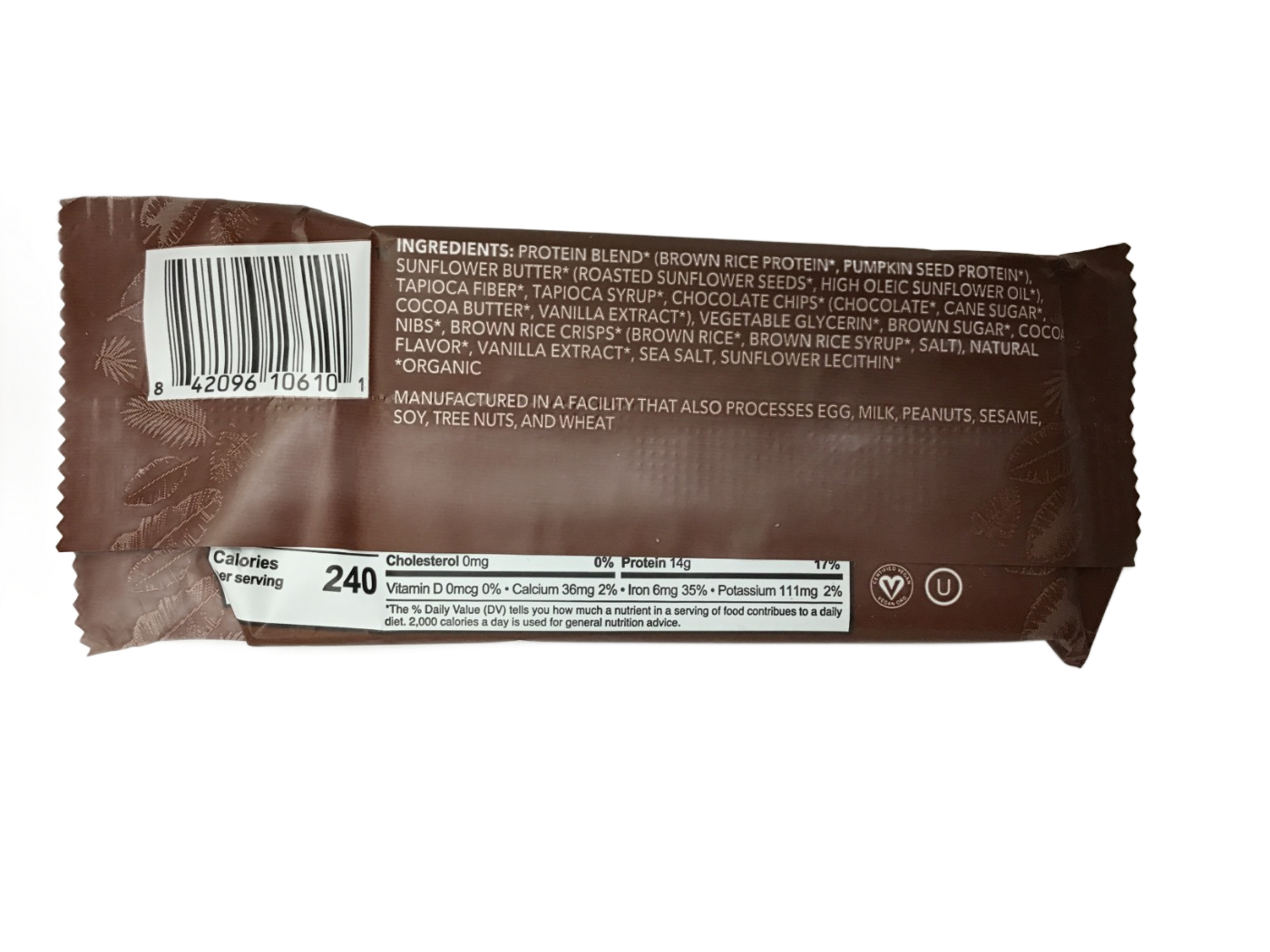 Aloha Aloha Organic Protein Bar Chocolate Chip Cookie Dough, 1.98 oz, photo 2