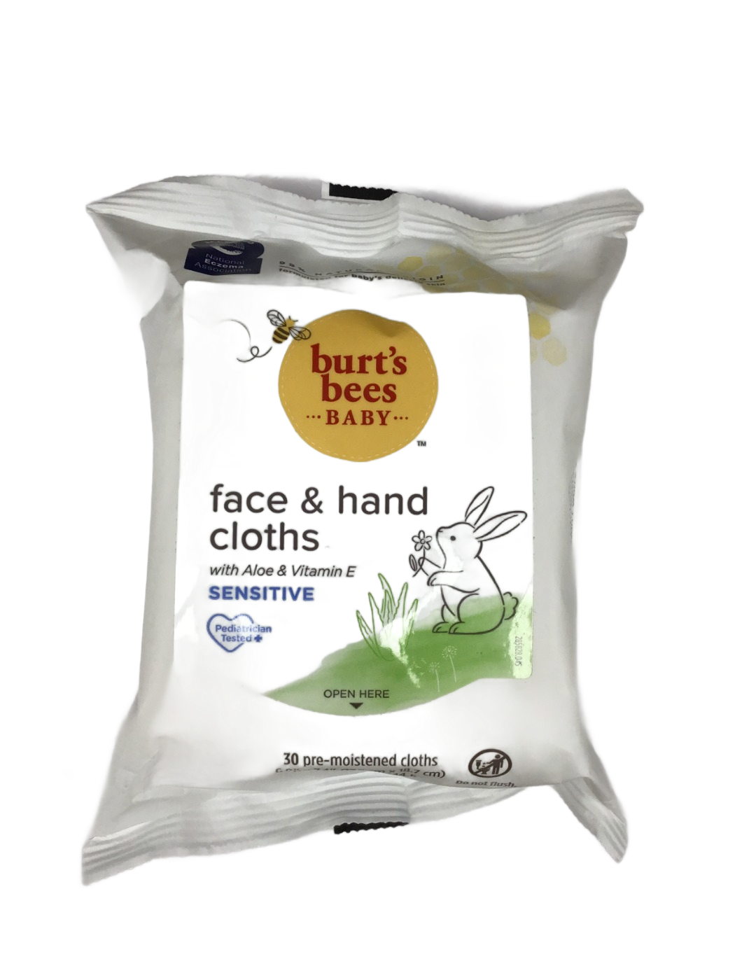 Burt's Bees Baby Burt's Bees Baby Face & Hand Cloths with Aloe & Vitamin E Sensitive, 30 ct, photo 1