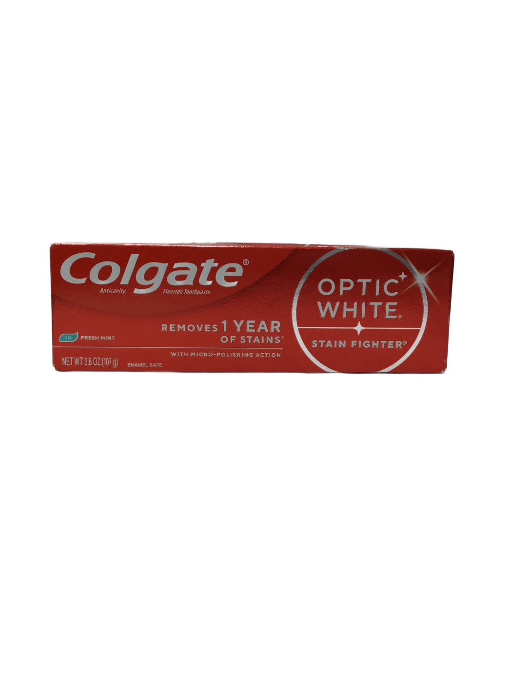Colgate Colgate Optic White Stain Fighter Fresh Mint Gel Anticavity Fluoride Toothpaste, 3.8 oz, photo 1