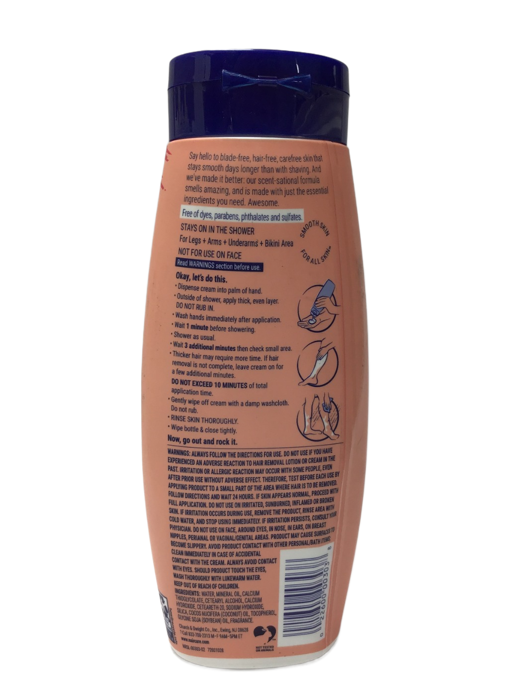 Nair Nair Sensitive Formula Shower Cream Hair Remover Natural Coconut Oil & Vitamin E, 12 oz, photo 2