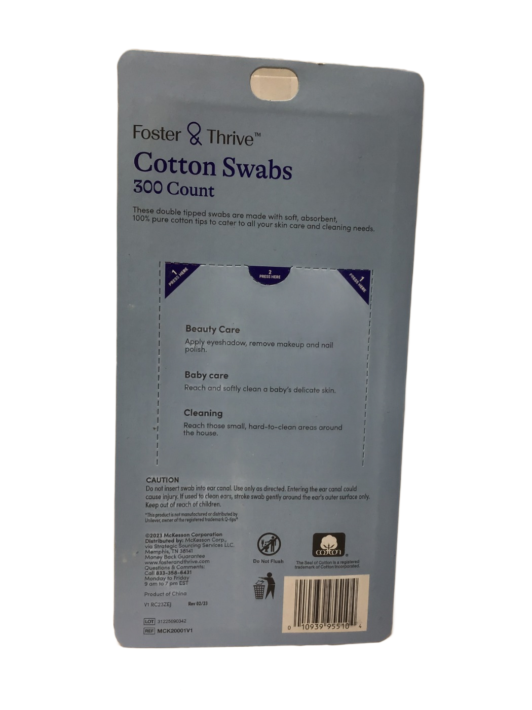 Foster & Thrive Foster & Thrive Cotton Swabs Paper Sticks, 300 ct, photo 2