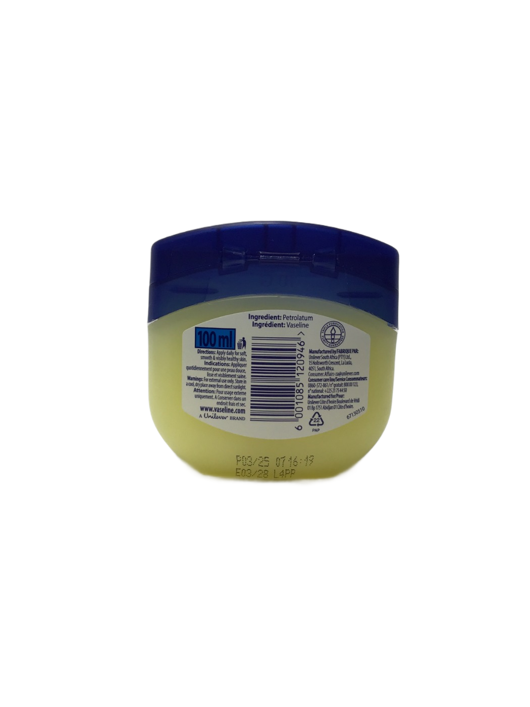 Vaseline Vaseline Blue Seal Pure Petroleum Jelly Original, 100 mL, photo 2