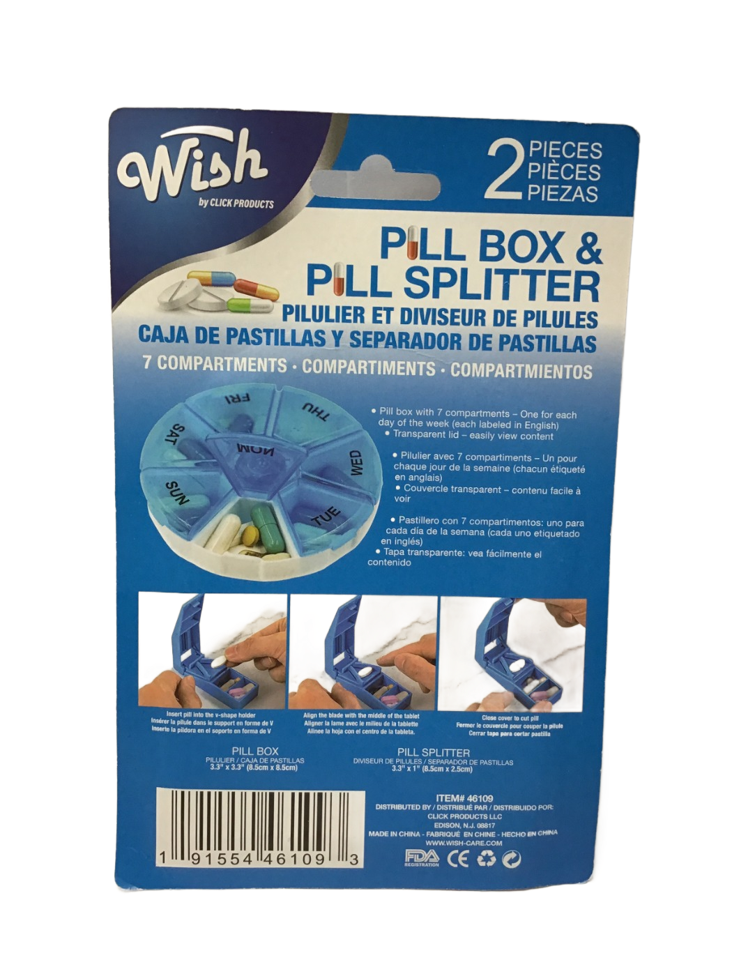 Wish by Click Products Wish by Click Products Pill Box & Pill Splitter, 2 ct, photo 2
