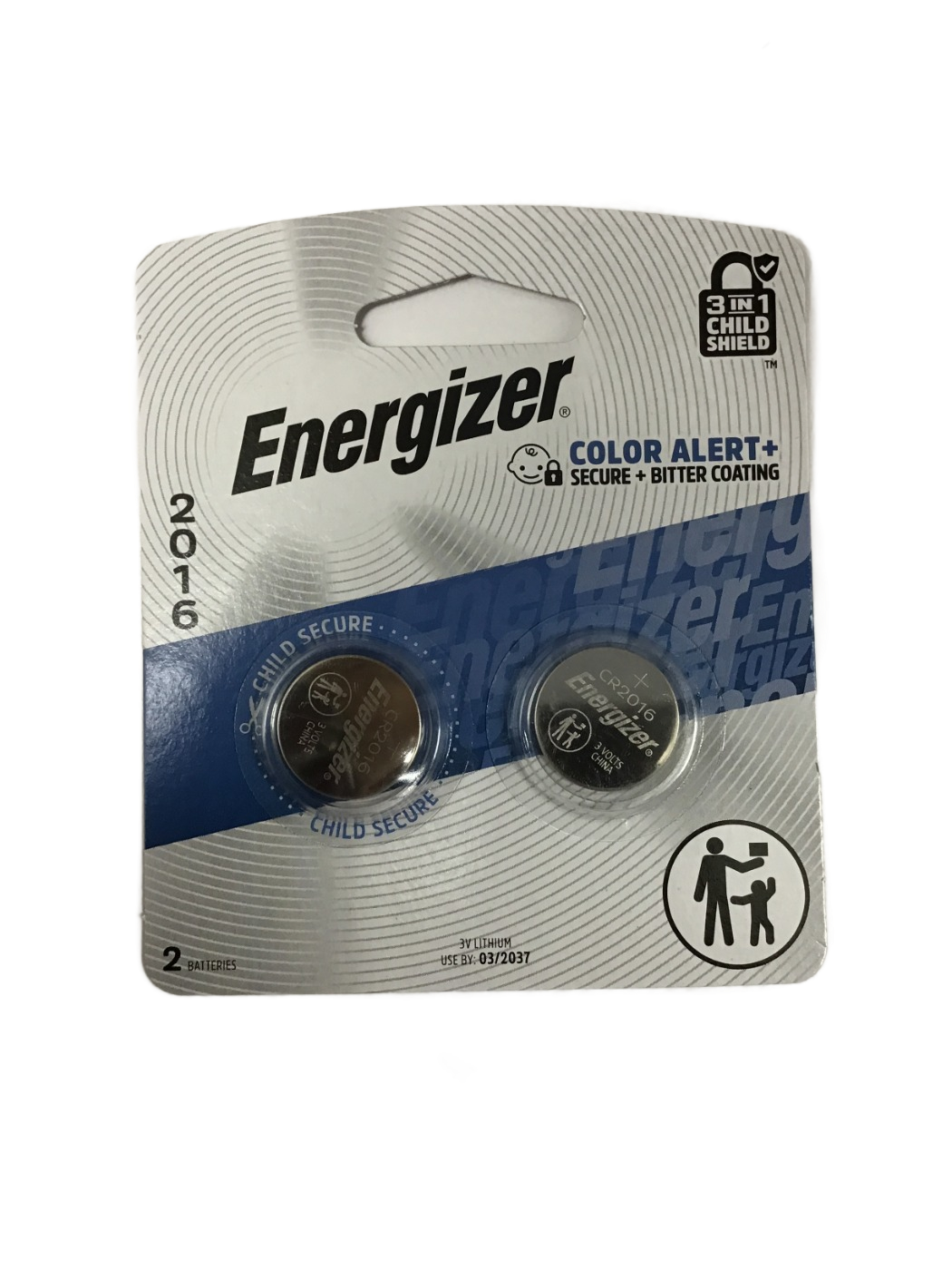 Energizer Energizer 2016 Color Alert+ Secure + Bitter Coating 3V Lithium Batteries, 2 ct, photo 1
