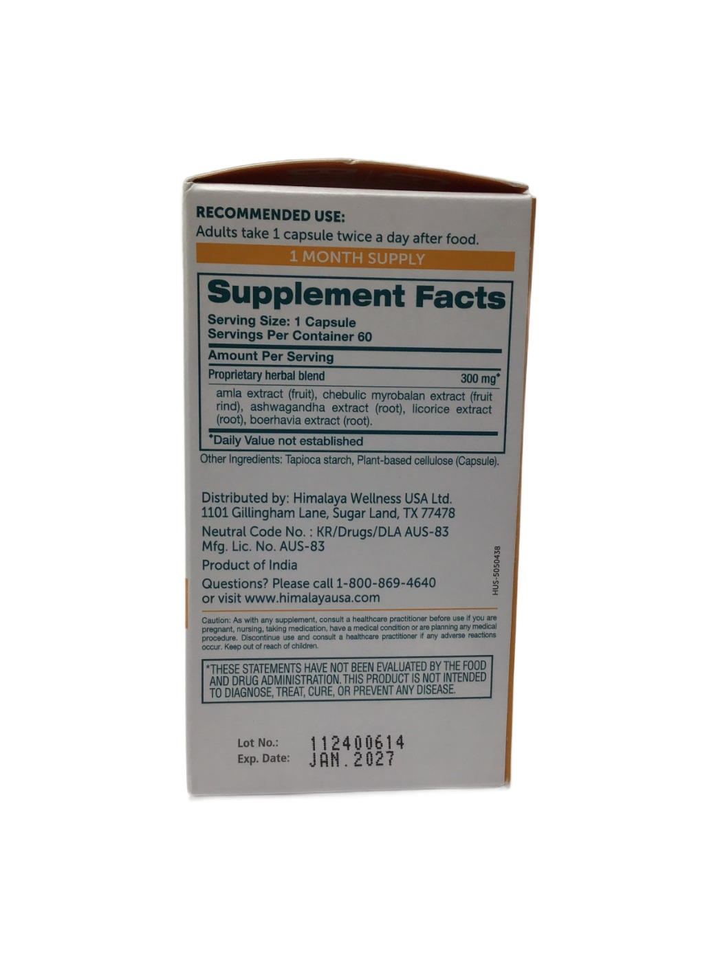 Himalaya Himalaya Hello Energy Adrenal Support with Ashwagandha Vegetarian Capsules, 60 ct, photo 2