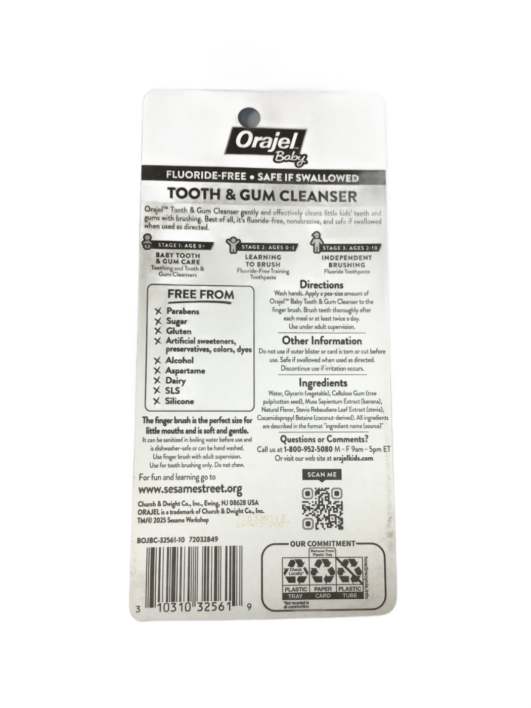 Orajel Baby Orajel Baby Sesame Street Tooth & Gum Cleanser Fluoride-Free Stage 1, 1 oz, photo 2