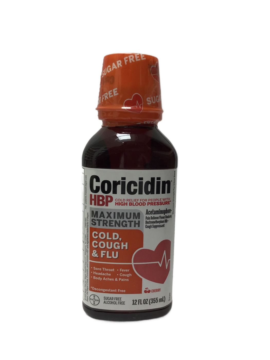 Coricidin Coricidin HBP Maximum Strength Cold, Cough & Flu Cherry, 12 fl oz, photo 1