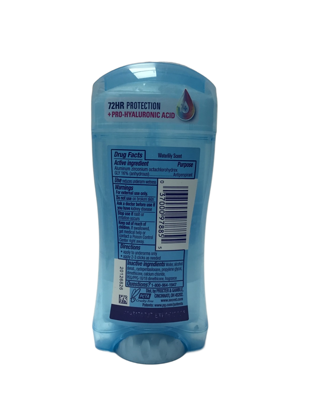 Secret Secret Cool Waterlily Clear Gel Antiperspirant/Deodorant, 2.6 oz, photo 2