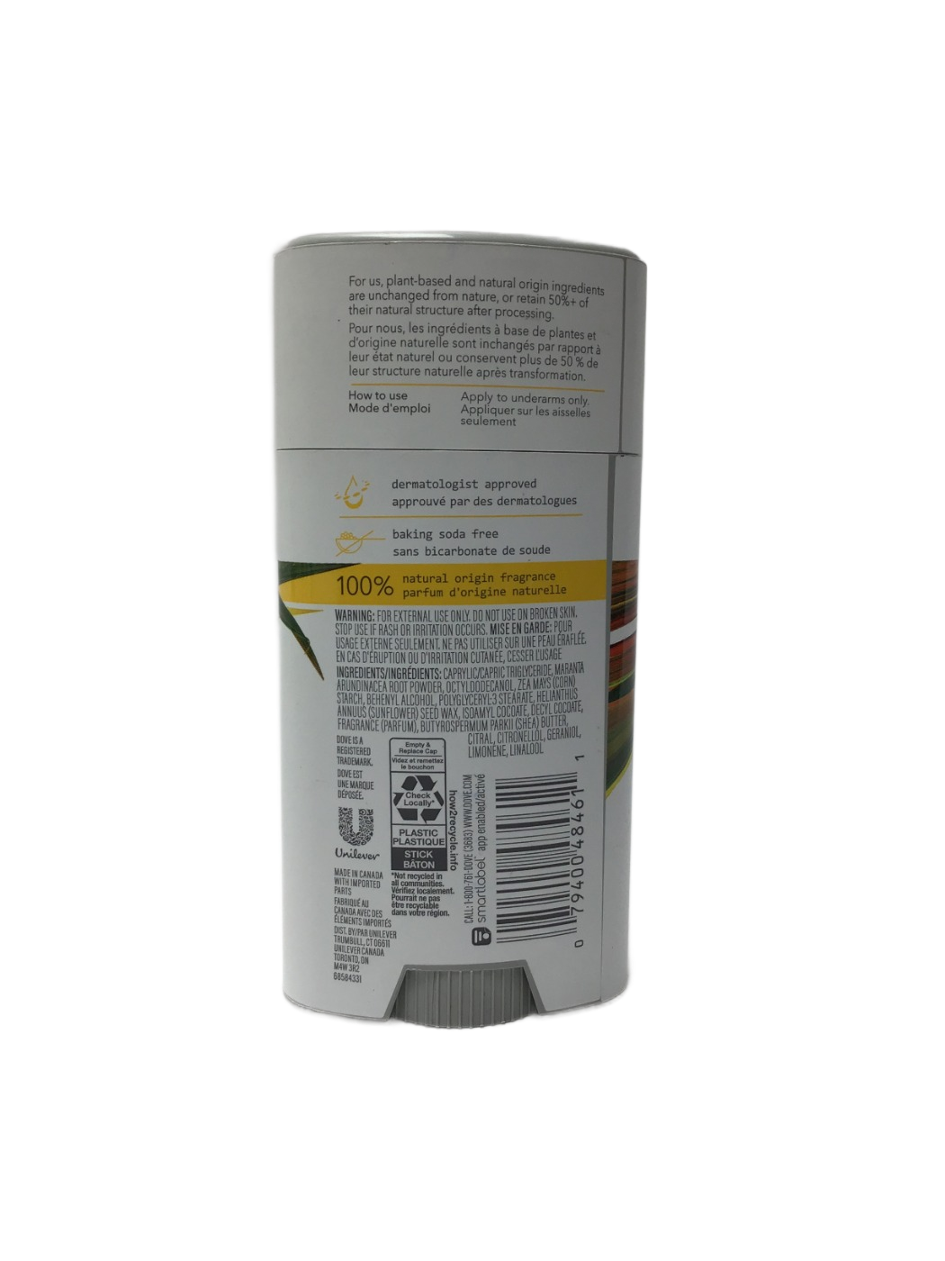 Dove Dove Care by Plants 24H Deodorant Lemongrass, 2.6 oz, photo 2