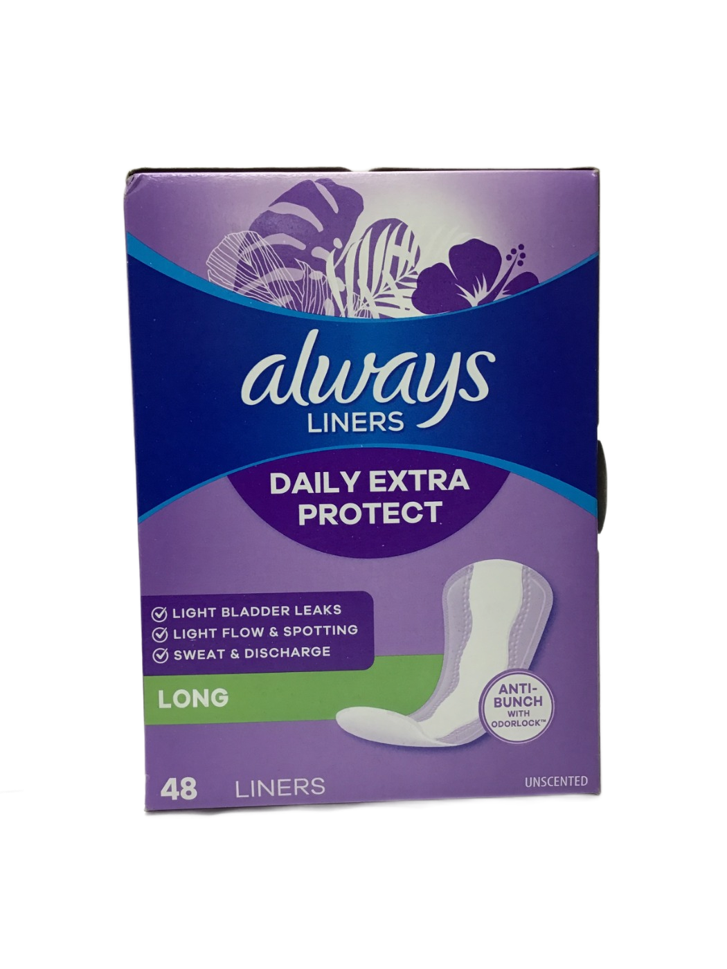 Always Always Liners Daily Extra Protect Long Unscented, 48 ct, photo 1