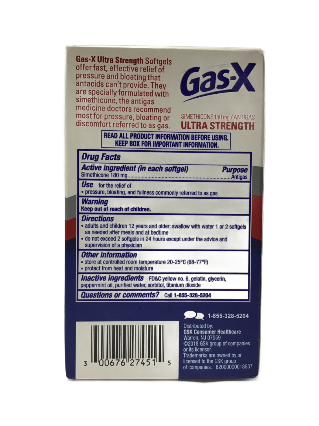 Gas-X Gas-X Ultra Strength Simethicone 180 mg Antigas SoftGels, 50 ct, photo 2