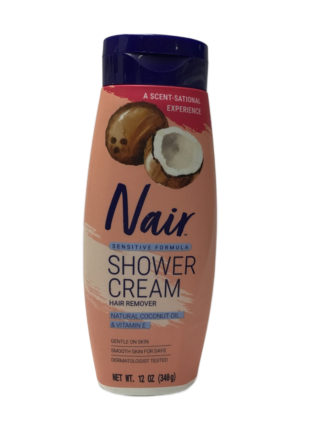 Nair Nair Sensitive Formula Shower Cream Hair Remover Natural Coconut Oil & Vitamin E, 12 oz, photo 1