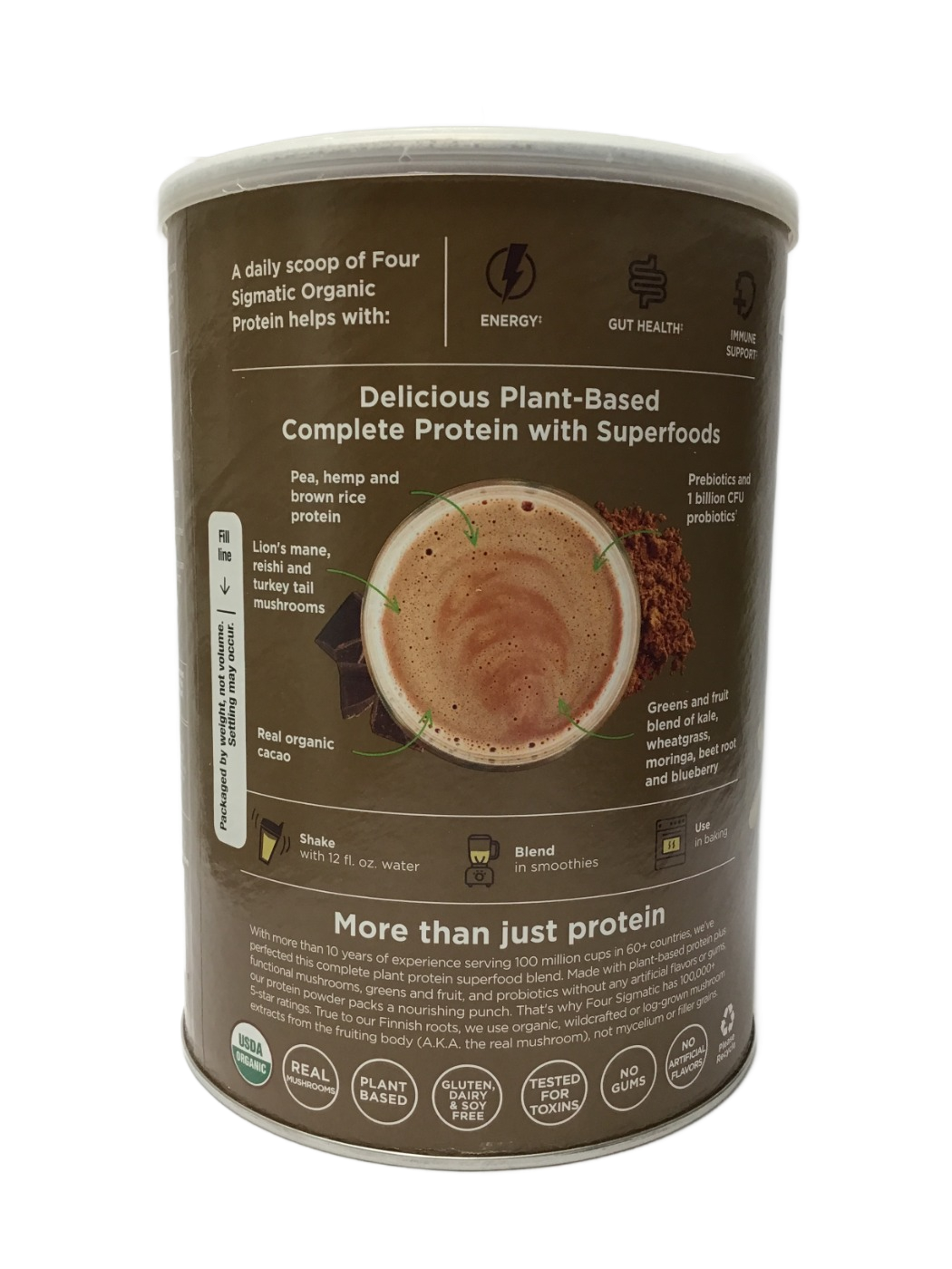 Four Sigmatic Four Sigmatic Plant-Based Superfood Organic Protein Chocolate Flavored, 21.16 oz, photo 4