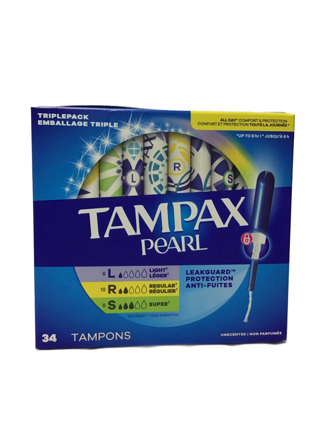 Tampax Tampax Pearl Triplepack Light, Regular, Super Tampons, Unscented, 34 ct, photo 1