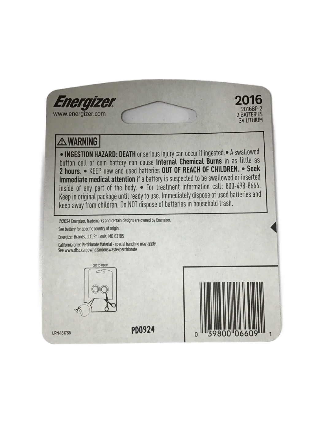 Energizer Energizer 2016 Color Alert+ Secure + Bitter Coating 3V Lithium Batteries, 2 ct, photo 2