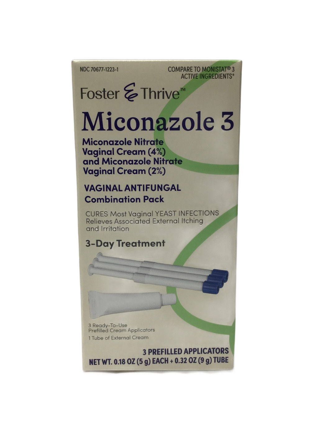 Foster & Thrive Foster & Thrive Miconazole 3 Vaginal Antifungal Combination Pack, Miconazole Nitrate Vaginal Cream (4%) and Miconazole Nitrate Vaginal Cream (2%), 3-Day Treatment, photo 1
