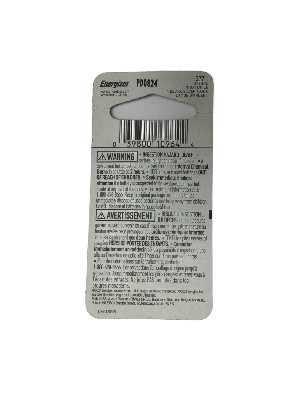 Energizer Energizer 377 Silver Oxide, 1 ct, photo 2