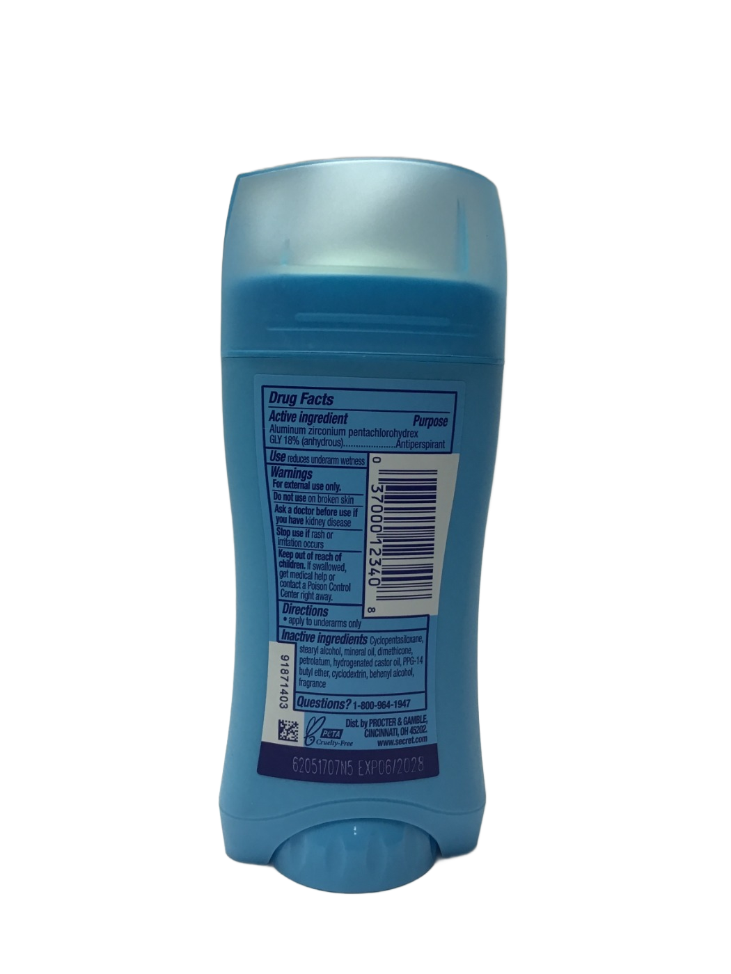 Secret Secret pH Balanced Unscented 24 HR Invisible Solid Antiperspirant / Deodorant, 2.6 oz, photo 2