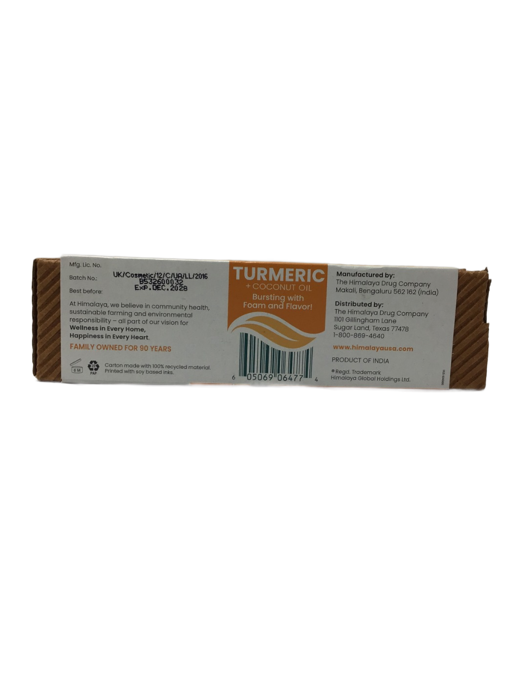 Himalaya Himalaya Botanique Whitening Antiplaque Toothpaste Turmeric + Coconut Oil Mint, 4 oz, photo 2