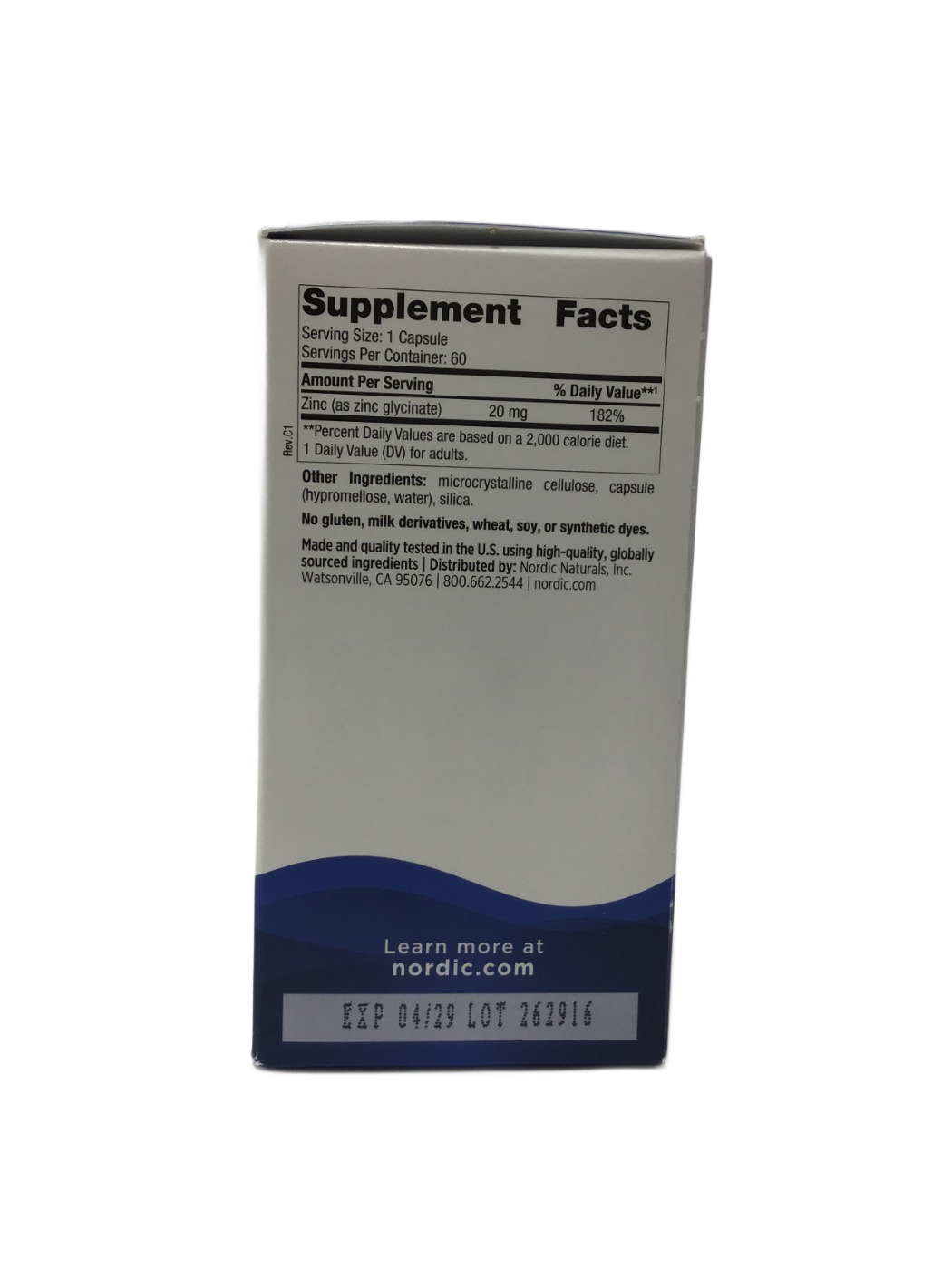 Nordic Naturals Nordic Naturals Zinc Glycinate 20 mg, 60 ct, photo 2