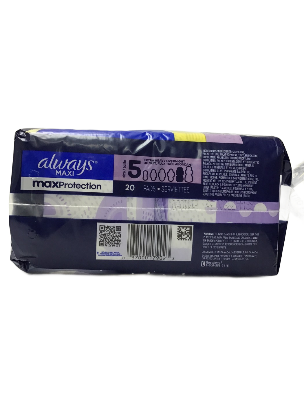 Always Always Maxi maxProtection Size 5 Extra Heavy Overnight Pads, 20 ct, photo 2