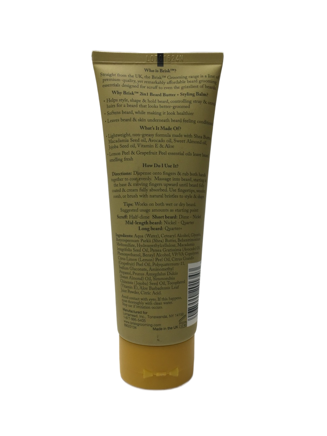 Brisk Grooming Brisk Grooming Citrus 2 in 1 Beard Butter + Styling Balm, 4 fl oz, photo 2