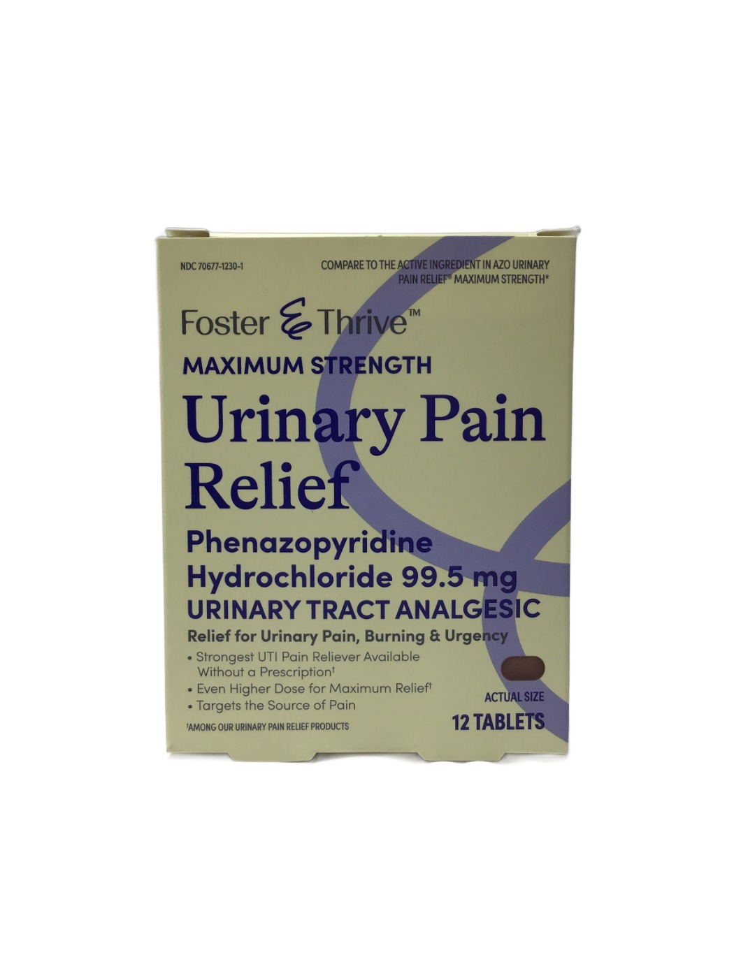 Foster & Thrive Foster & Thrive Maximum Strength Urinary Pain Relief Phenazopyridine Hydrochloride 99.5 mg, 12 ct, photo 1