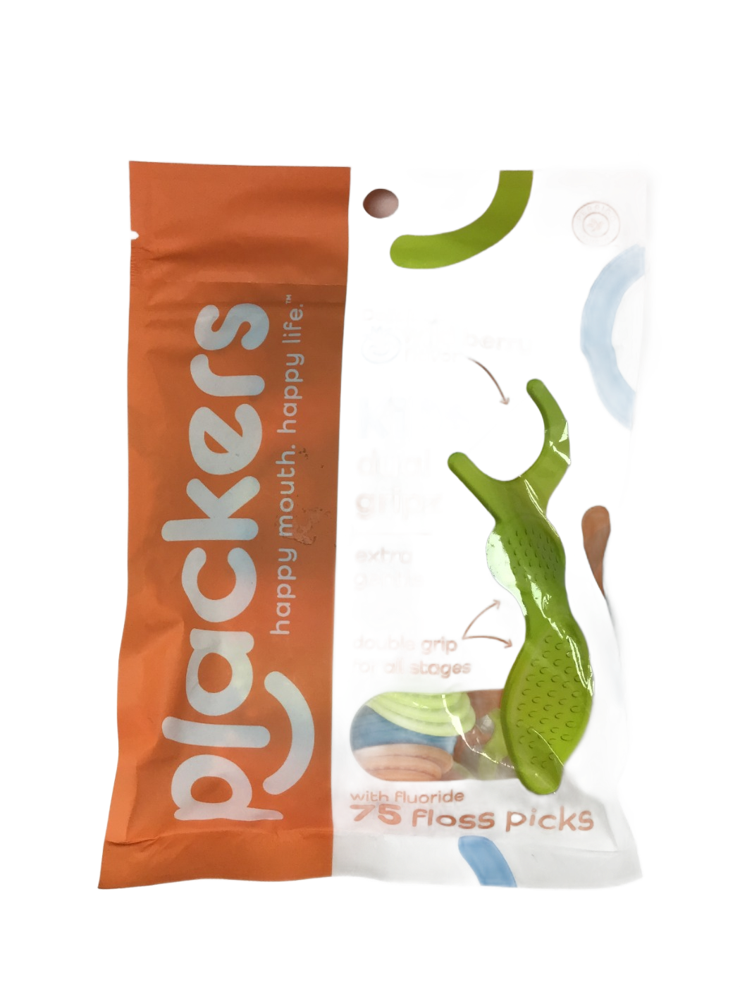 Plackers Plackers Kids Dual Gripz Extra Gentle Wild Berry Flavor Floss Picks with Fluoride, 75 ct, photo 1