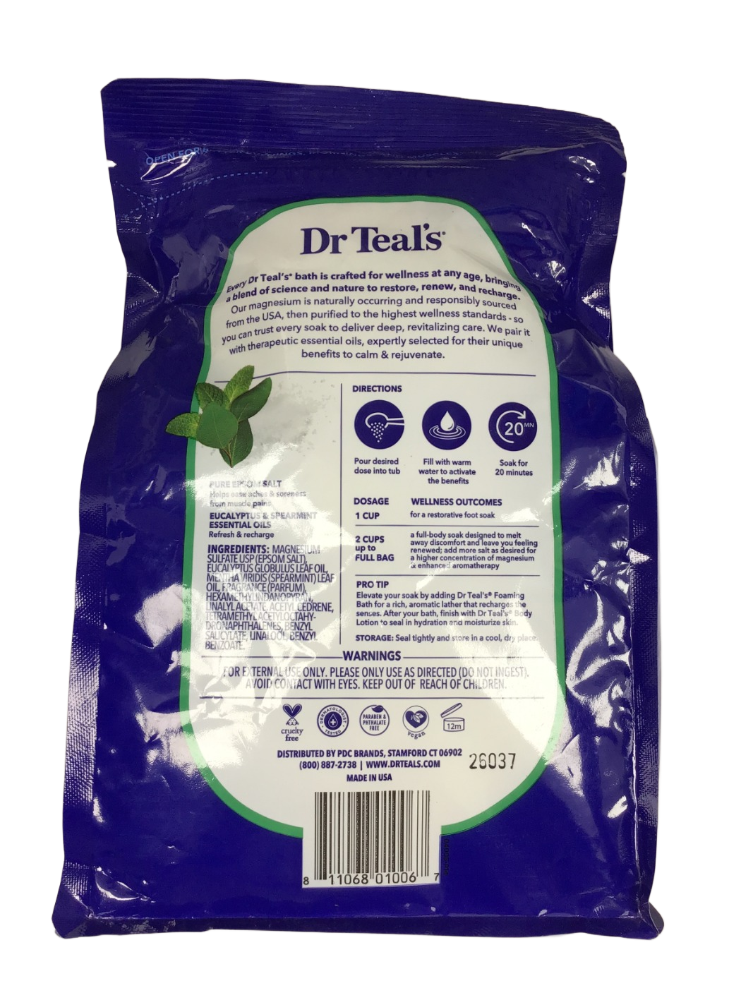 Dr Teal's Dr Teal's Pure Epsom Salt Relax & Relief with Eucalyptus & Spearmint, 3 lb, photo 2