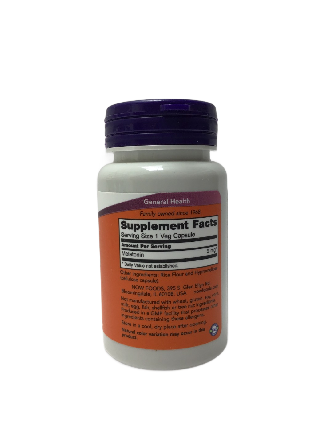 NOW NOW Melatonin 3 mg Veg Capsules, 60 ct, photo 2