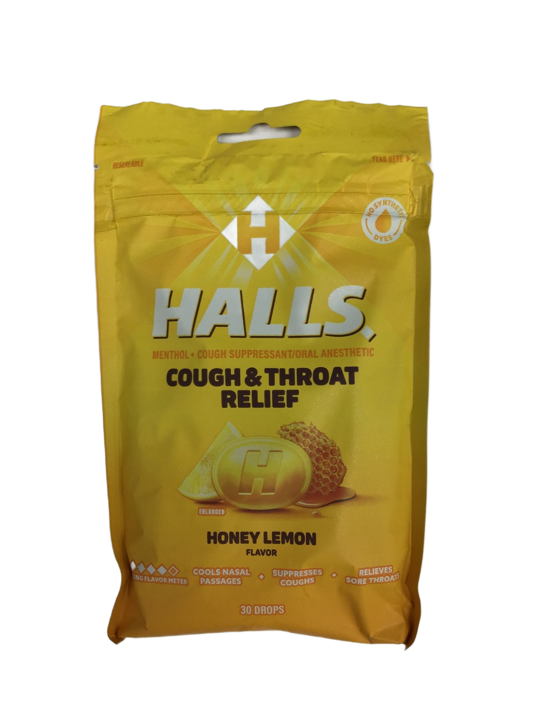 Halls Halls Cough & Throat Relief Honey Lemon Flavor, 30 ct, photo 1
