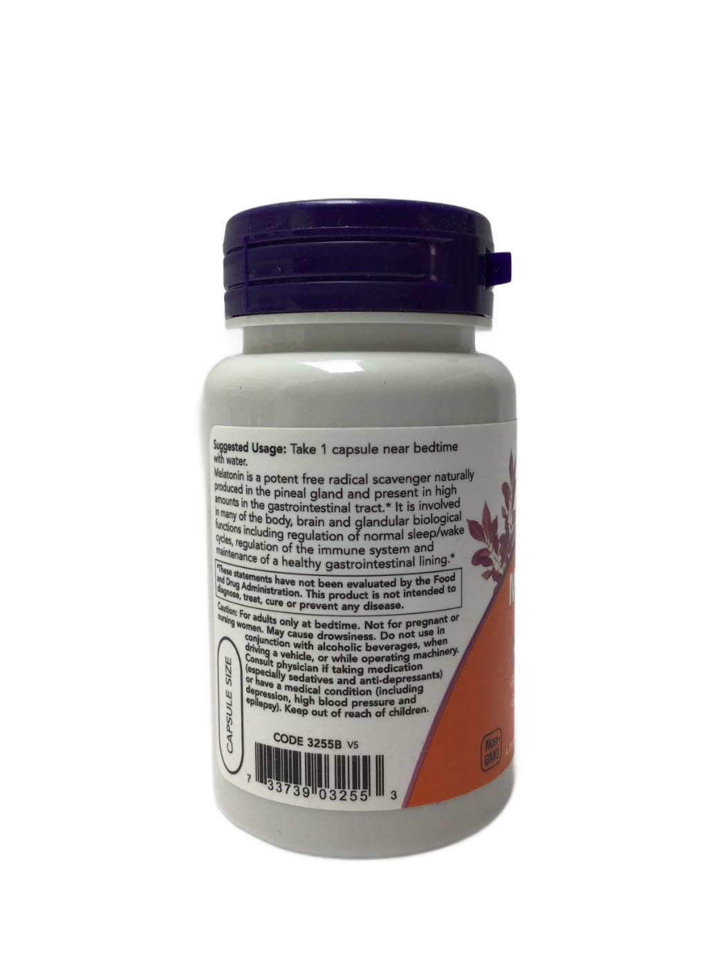 NOW NOW Melatonin 3 mg Veg Capsules, 60 ct, photo 3