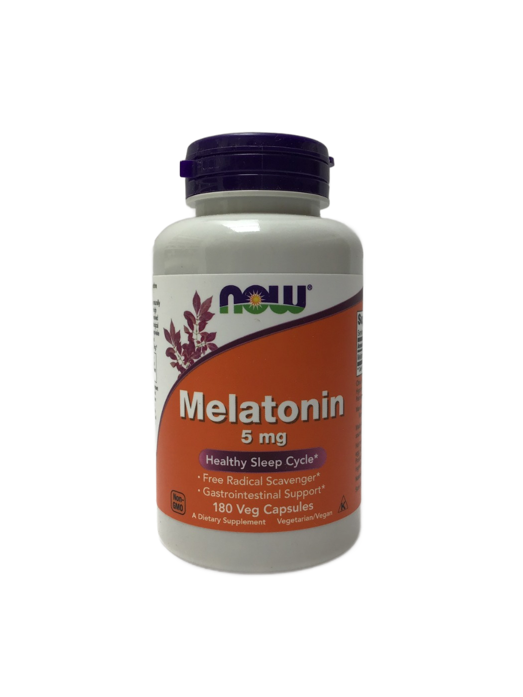 NOW NOW Melatonin 5 mg Veg Capsules, 180 ct