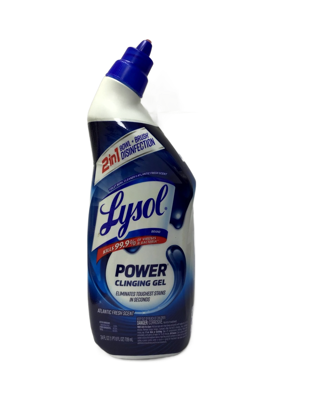 Lysol Lysol Power Clinging Gel Toilet Bowl Cleaner, Atlantic Fresh Scent, 24 fl oz, photo 1
