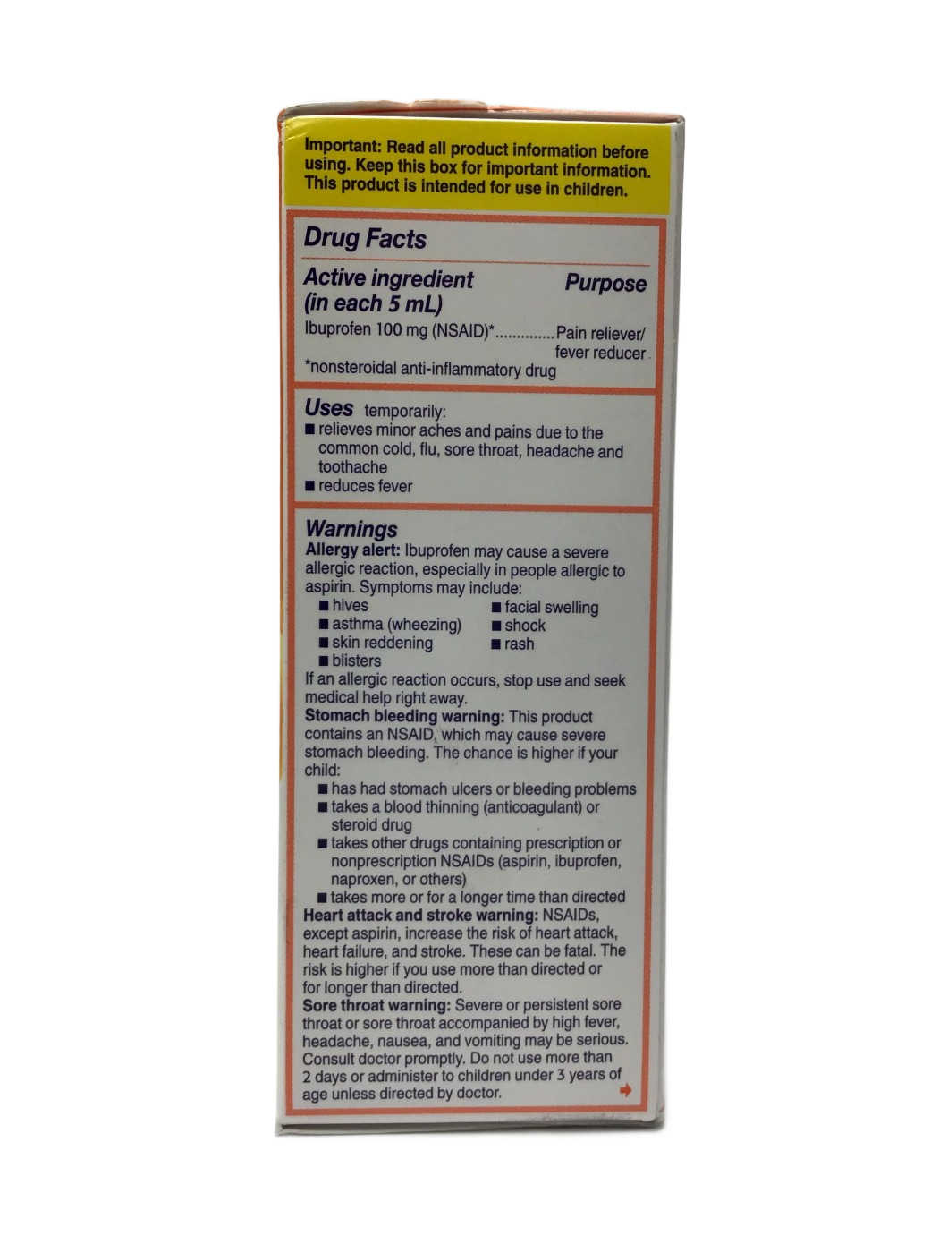 Motrin Motrin Children's Ibuprofen Oral Suspension (NSAID) 100 mg per 5 mL Dye-Free Original Berry Flavor, 4 fl oz, photo 4