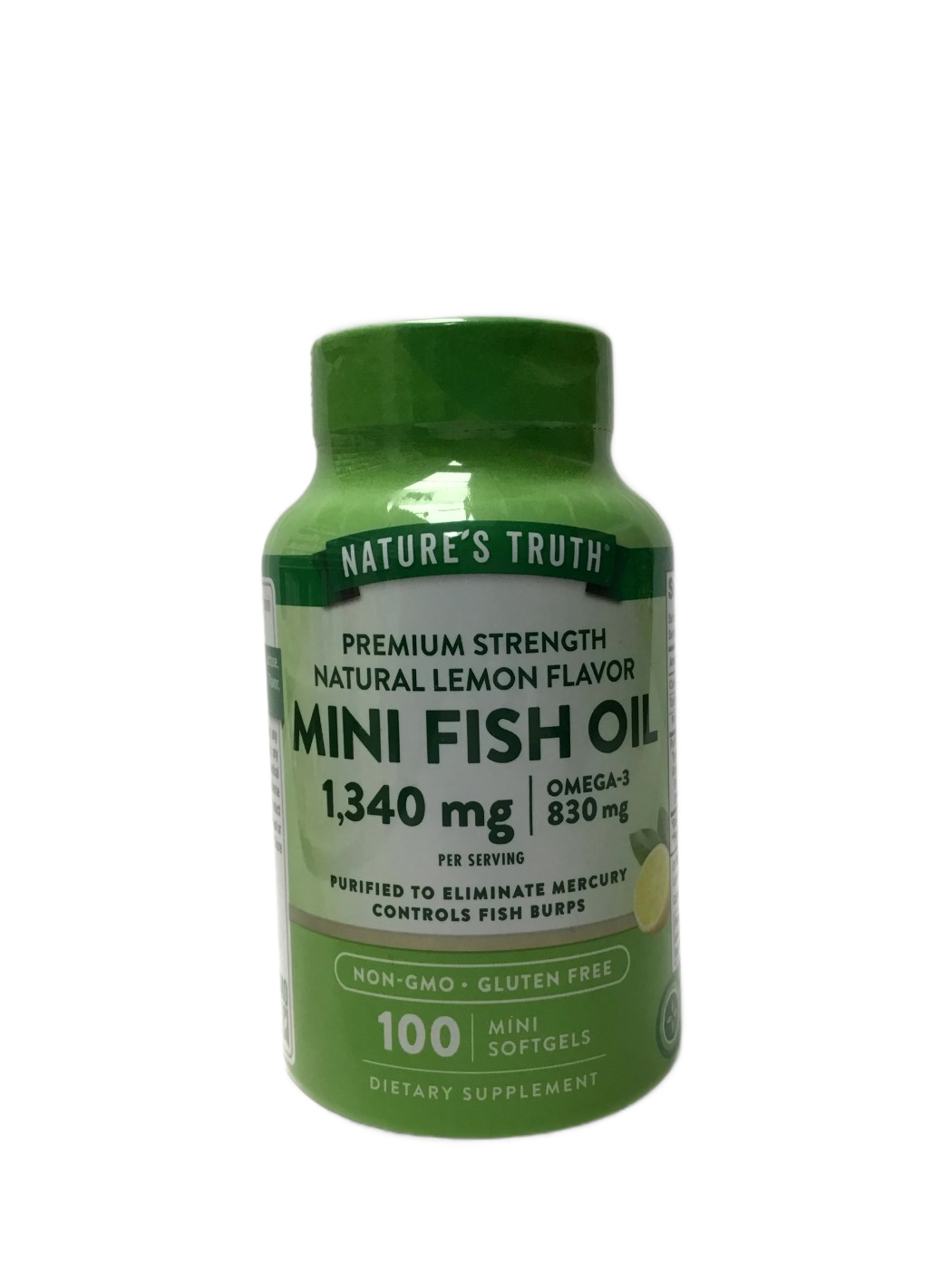 Nature's Truth Nature's Truth Premium Strength Natural Lemon Flavor Mini Fish Oil 1,340 mg, Omega-3 830 mg, 100 ct