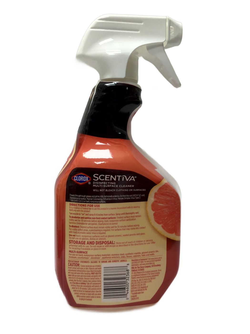 Clorox Clorox Scentiva Disinfecting Multi-Surface Cleaner Grapefruit & Orange Blossom, 32 fl oz, photo 2