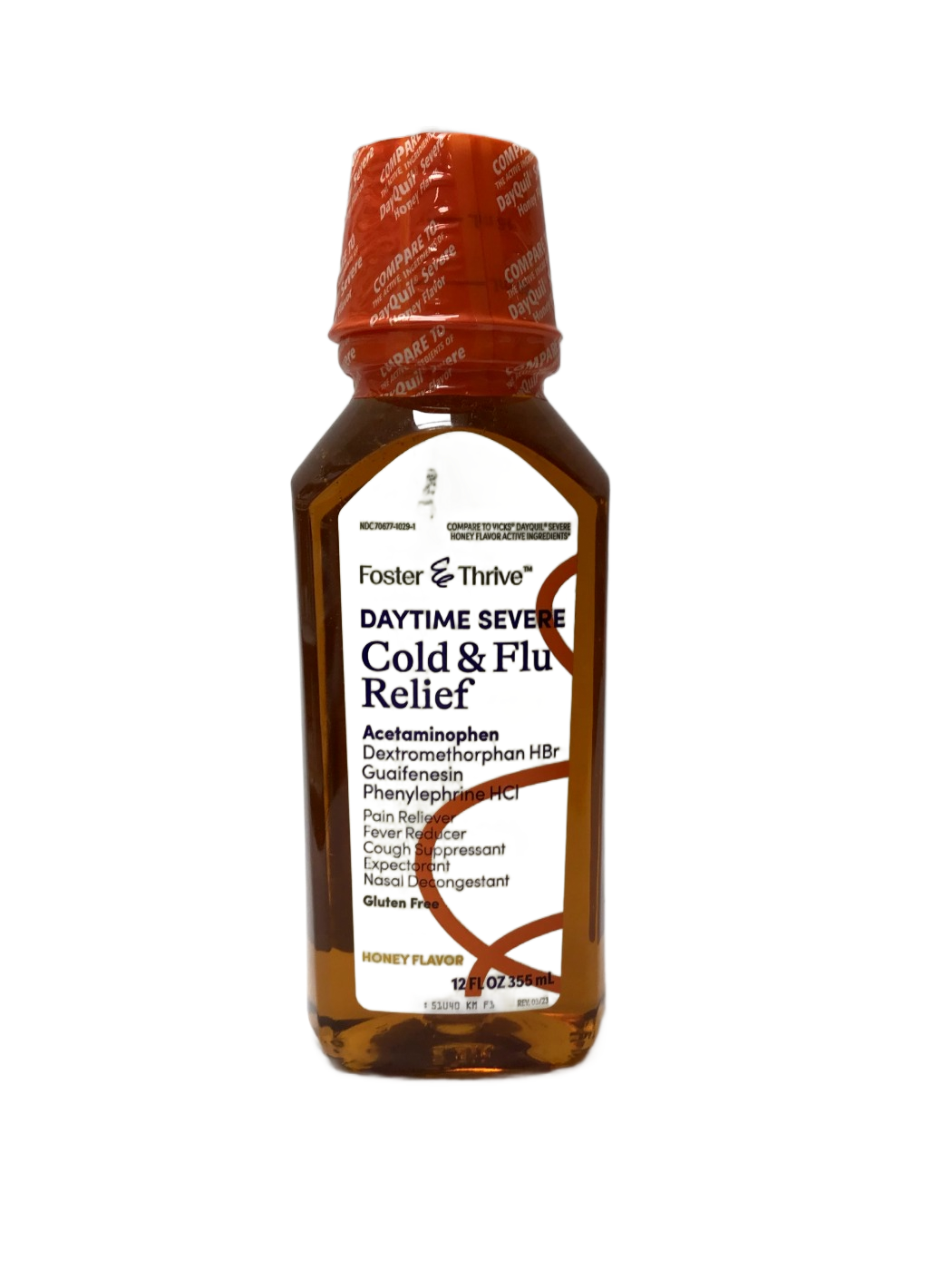 Foster & Thrive Foster & Thrive Daytime Severe Cold & Flu Relief Honey Flavor, 12 fl oz, photo 1