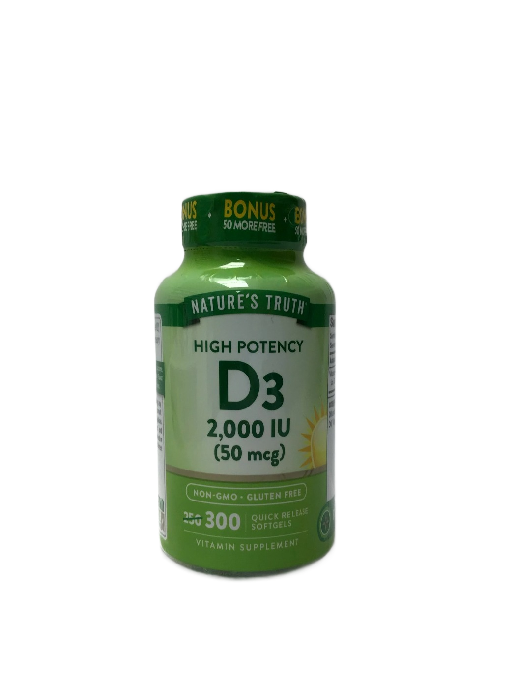 Nature's Truth Nature's Truth High Potency D3 2,000 IU (50 mcg) Quick Release Softgels, 300 ct