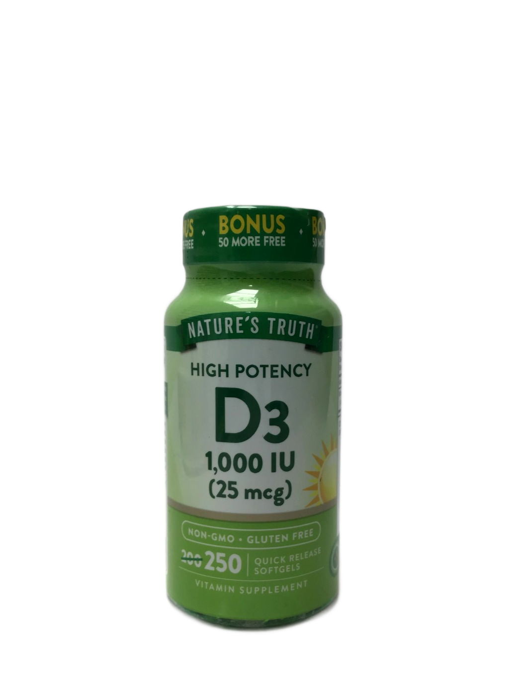 Nature's Truth Nature's Truth High Potency D3 1,000 IU (25 mcg) Quick Release Softgels, 250 ct