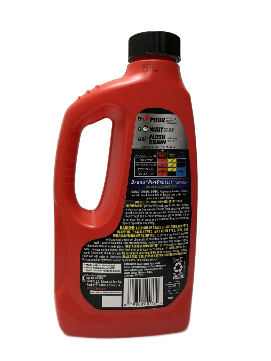 Drano Drano Max Gel Clog Remover, 32 fl oz, photo 2