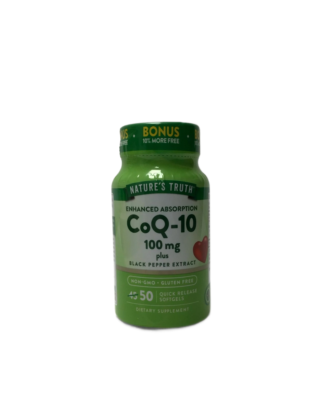 Nature's Truth Nature's Truth Enhanced Absorption CoQ-10 100 mg plus Black Pepper Extract Quick Release Softgels, 50 ct