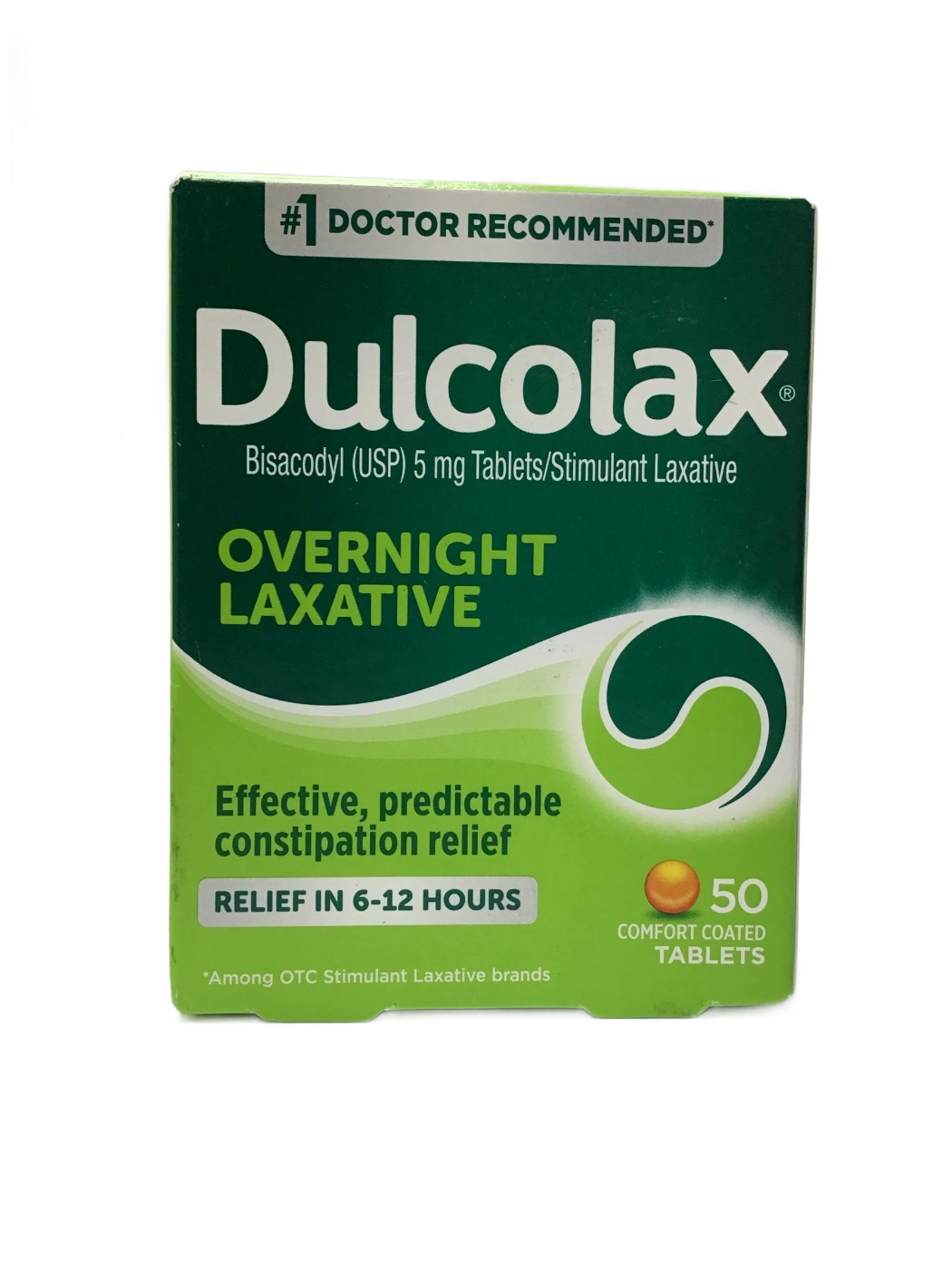 Dulcolax Dulcolax Overnight Laxative Bisacodyl (USP) 5 mg Comfort Coated Tablets, 50 ct, photo 1